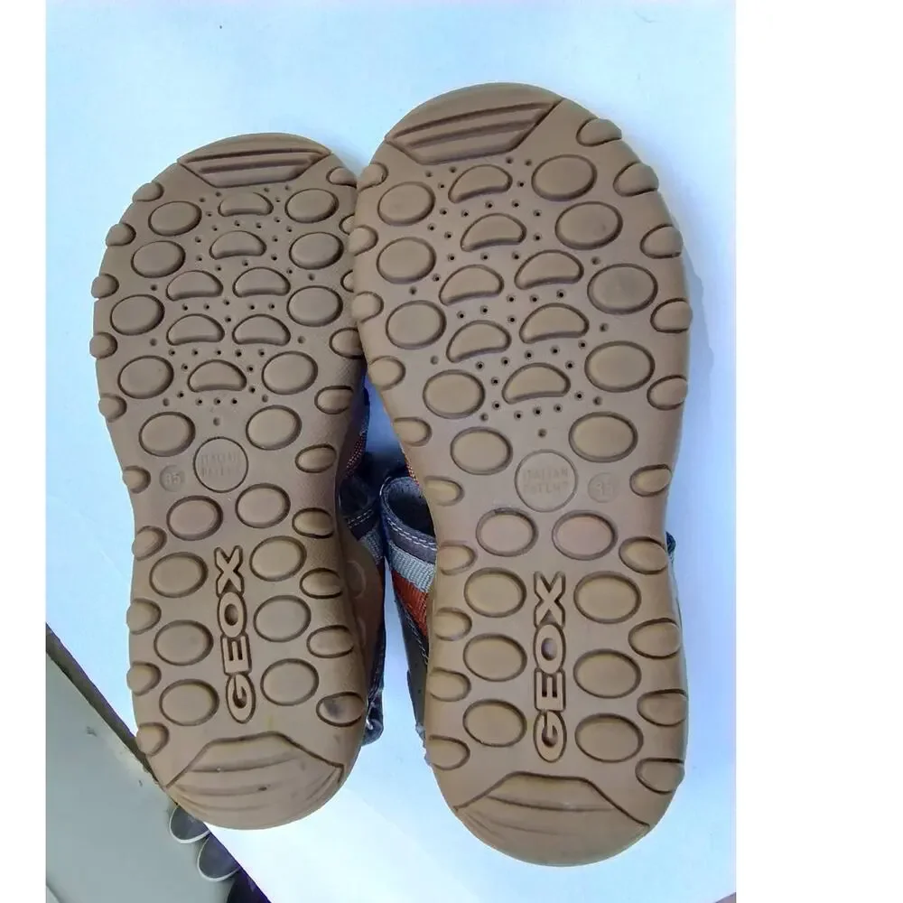 Geox KidsClosed Toe Sandals Mesh Summer Water Shoes Size 3.5 Brown/Orange